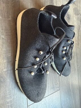 Jimmy Choo Gray Knit Slip-On Sneakers with White Trim